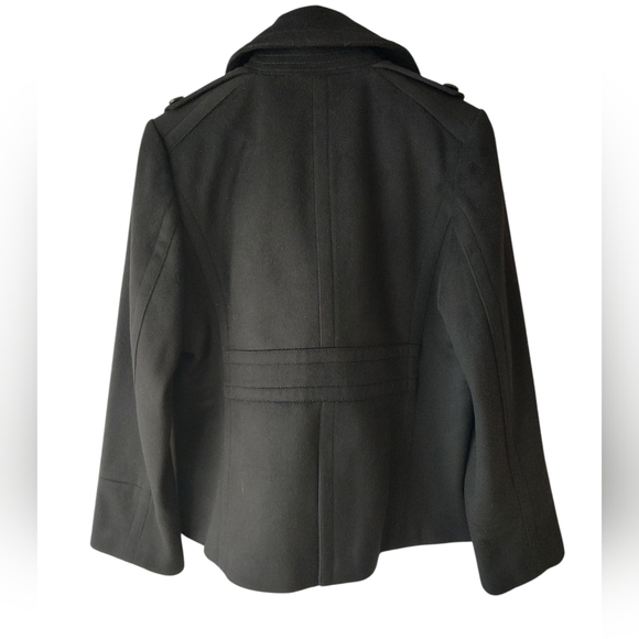 J. Crew Black Double Breasted Wool Pea Coat Size Large - Picture 6 of 8